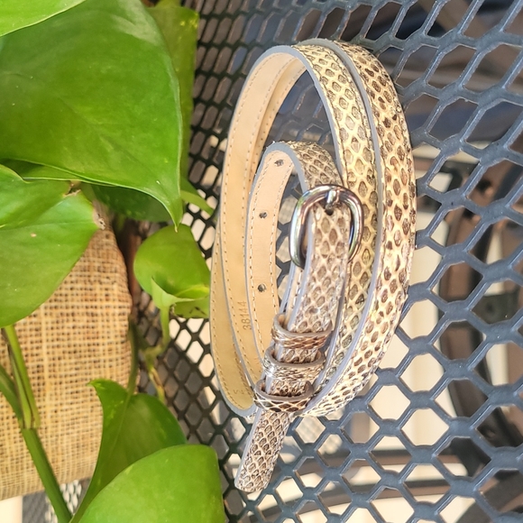 J Crew Snakeskin Look Leather Skinny Belt